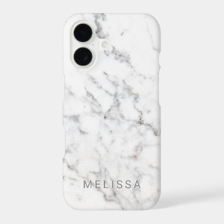 Faux Light Marble Texture Look-like & Custom Text iPhone 17 Case