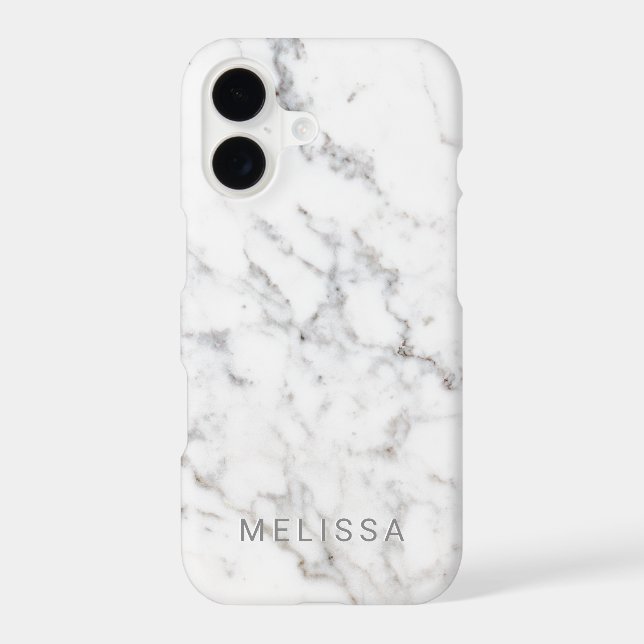 Faux Light Marble Texture Look-like & Custom Text iPhone Case (Back)