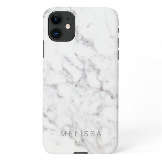 Faux Light Marble Texture Look-like & Custom Text iPhone 11 Case