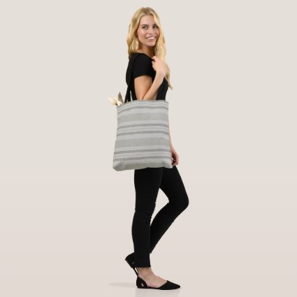 Faux Linen Beige Olive Striped Pattern Tote Bag