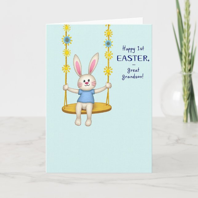 Faux Linen First Easter Card (Front)