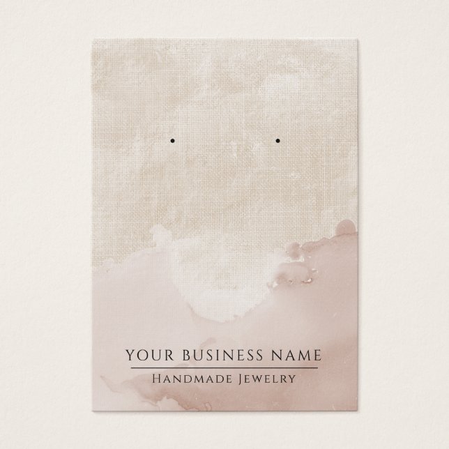 Faux Linen Ink Watercolor Earring Display Cards (Front)