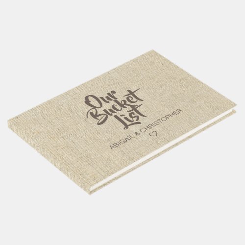 Faux Linen Our Bucket List Couple Keepsake Guest Book