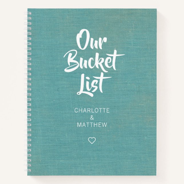Faux Linen Our Bucket List Couple Keepsake Notebook (Front)