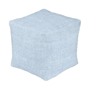 Faux Linen Stripe Burlap Pattern Blue Denim Color Pouf
