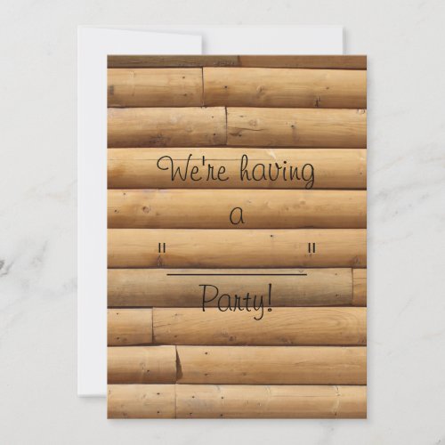 Faux Log Cabin Siding Background Invitation