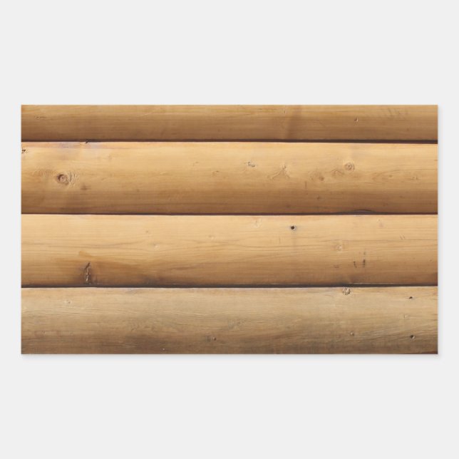 Faux Log Cabin Siding Background Rectangular Sticker (Front)