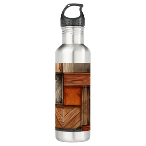 Faux Look _ Colorful Woodwork Stainless Steel Water Bottle