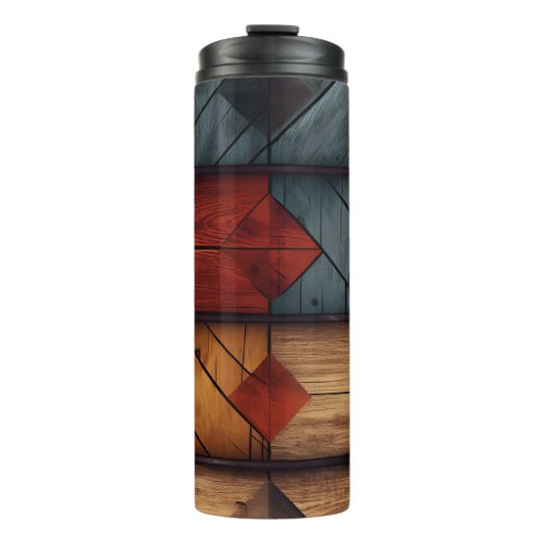 Faux Look _ Colorful Woodwork Thermal Tumbler