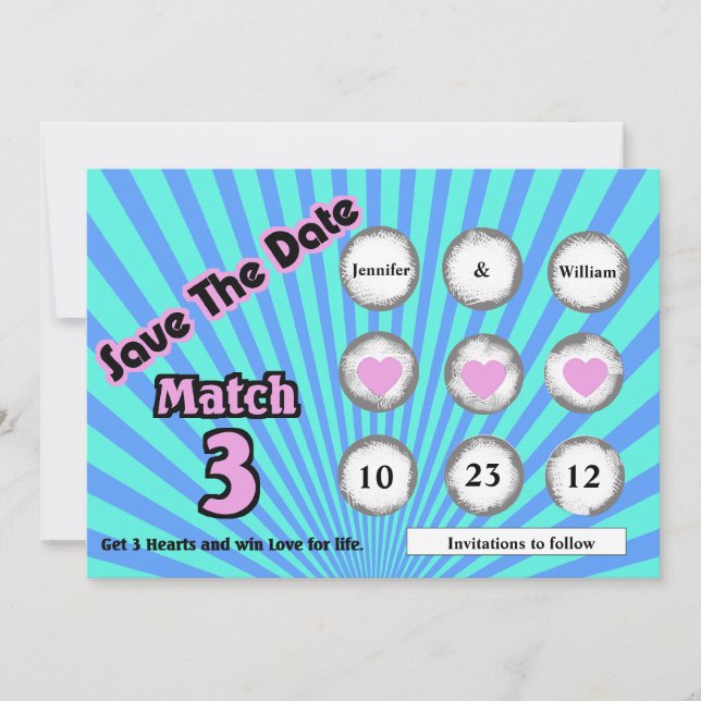 Faux Lotto Scratch Off Save the Date Announcement (Front)