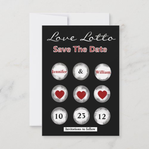 Faux Love Lotto Save the Date Announcement