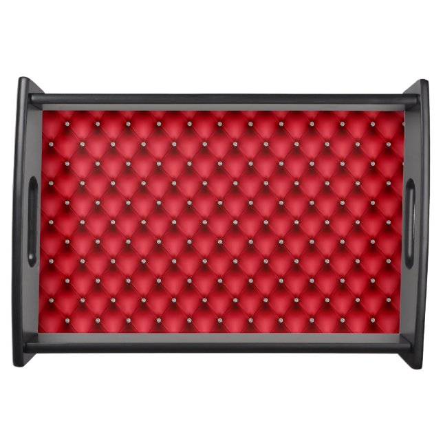 FAUX luxurious leather red diamante tray (Front)
