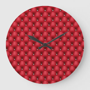 FAUX luxurious leather red wall clock