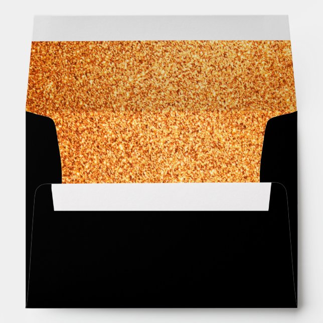 Faux Luxury Gold Black wedding Envelope (Back (Bottom))