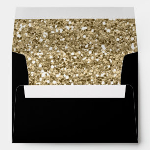 Faux Luxury Gold Black wedding Envelope