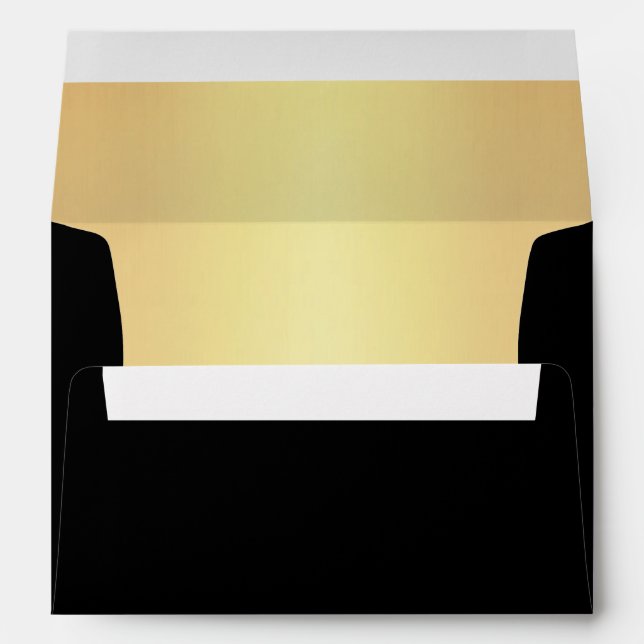 Faux Luxury Gold Black wedding Envelope (Back (Bottom))