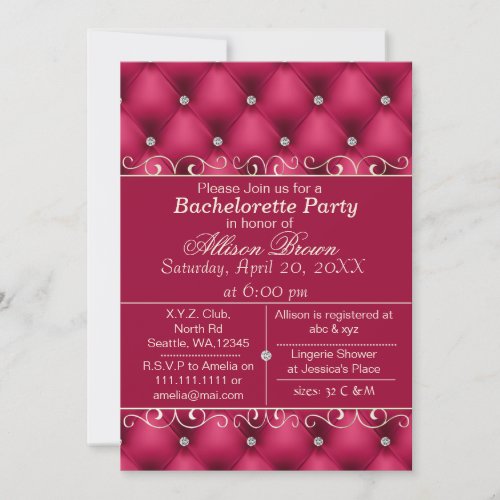 FAUX luxury leather pink bachelorette party invite