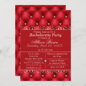 FAUX luxury leather, red bachelorette party invite (Front/Back)