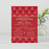 FAUX luxury leather, red bachelorette party invite (Standing Front)