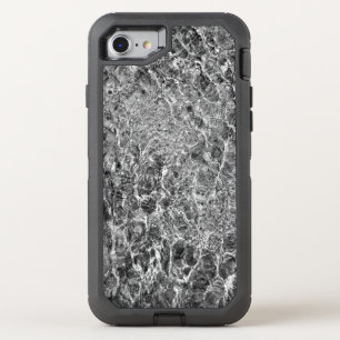Faux Marble Abstract Water Black and White Photo OtterBox Defender iPhone SE/8/7 Case