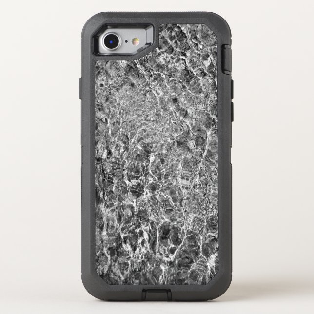Faux Marble Abstract Water Black and White Photo Otterbox iPhone Case (Back)