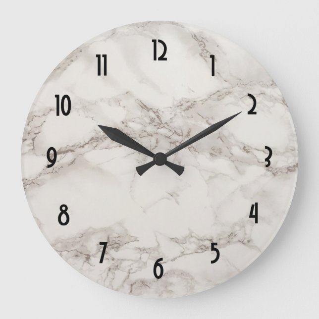 Faux Marble Alabaster Taupe Tan Abstract Large Clock (Front)