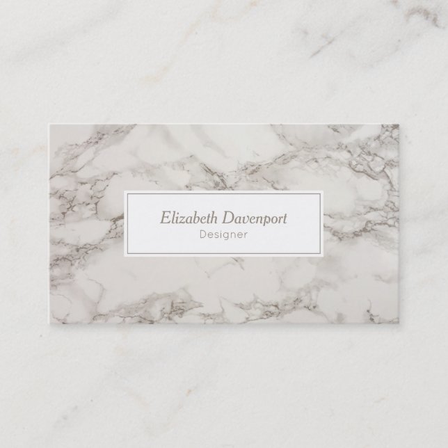 Faux Marble Alabaster Taupe Tan Modern Business Card (Front)