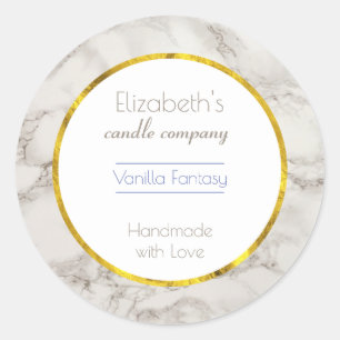 Faux Marble Alabaster Taupe Tan Modern Business Classic Round Sticker