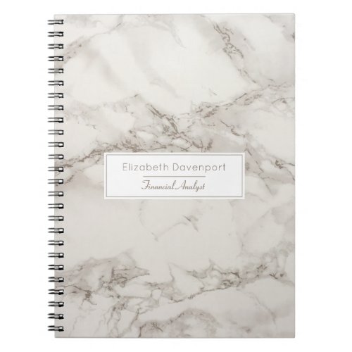 Faux Marble Alabaster Taupe Tan Modern Custom Notebook