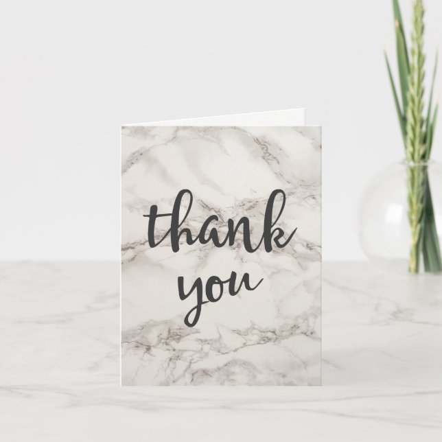 Faux Marble Alabaster Taupe Tan Modern Thank You (Front)