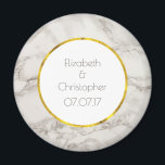Faux Marble Alabaster Taupe Tan Modern Wedding Magnet<br><div class="desc">A personalized wedding memento magnet with an elegant FAUX marble alabaster background texture. Taupe / tan and cream colors blending together,  creating interesting patterns for a classy modern look. Personalize with your names and wedding date inside a white circle with a FAUX gold foil border.</div>