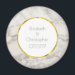 Faux Marble Alabaster Taupe Tan Modern Wedding Magnet<br><div class="desc">A personalized wedding memento magnet with an elegant FAUX marble alabaster background texture. Taupe / tan and cream colors blending together,  creating interesting patterns for a classy modern look. Personalize with your names and wedding date inside a white circle with a FAUX gold foil border.</div>
