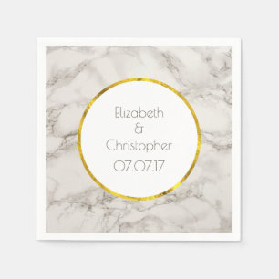 Faux Marble Alabaster Taupe Tan Modern Wedding Napkins