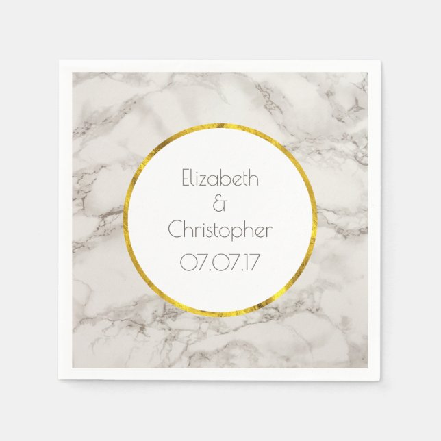 Faux Marble Alabaster Taupe Tan Modern Wedding Napkins (Front)