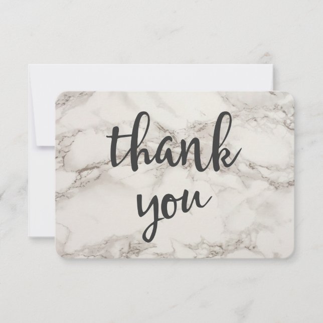 Faux Marble Alabaster Thank You Card (Front)