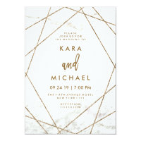 Faux Marble and Copper Geometric Wedding Invite