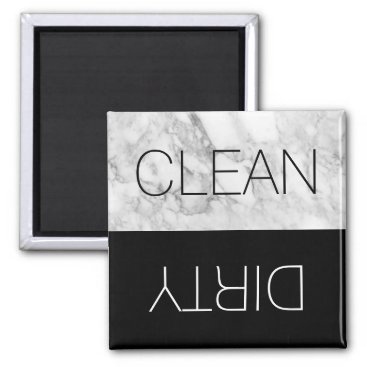 Faux Marble & Black Clean Dirty Dishwasher Magnet