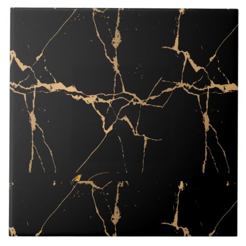 Faux Marble Black Gold  Ceramic Tile