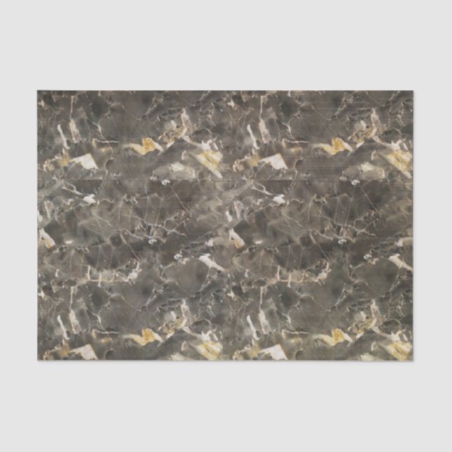 Faux Marble Black Gray Beige Tissue Paper (Front)