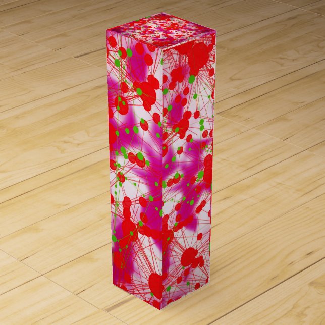 Faux Marble Blob Wine Box-Pop of Red Gift Box (Front)
