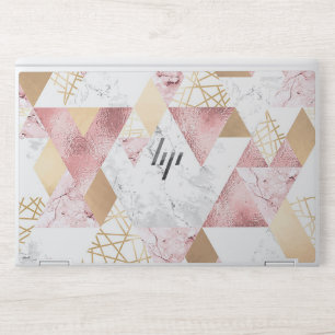 Faux Marble Blush Rose Gold Glitter HP Laptop Skin