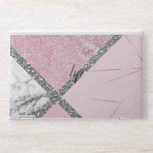 Faux Marble Blush Rose Gold Glitter HP Laptop Skin