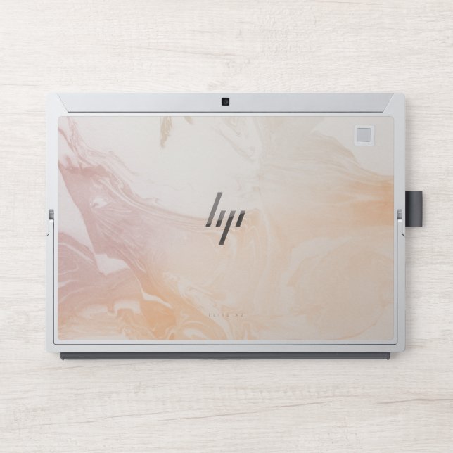 Faux Marble Blush Rose Gold Glitter HP Laptop Skin (Front)