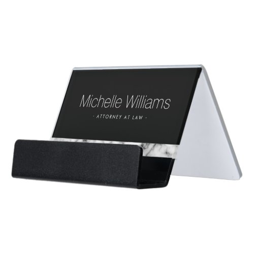 Faux marble border name and title or company desk business card holder