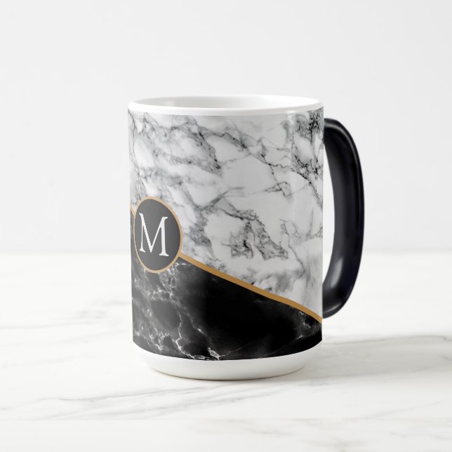 Faux Marble Coffee Mug Personalized Your Letter (Front Right)