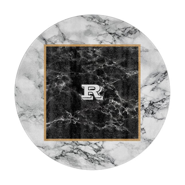 Faux Marble Cutting Board Personalized Letter (Front)