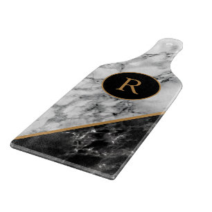 Faux Marble Cutting Board with Custom Letter