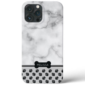 Faux Marble & Dog Theme - Choose Own Accent Color iPhone 13 Pro Max Case