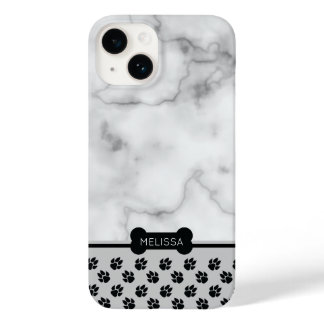Faux Marble & Dog Theme - Choose Own Accent Color Case-Mate iPhone 14 Case