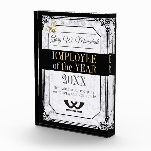 Faux marble employee of the year recognition acrylic award (Right)